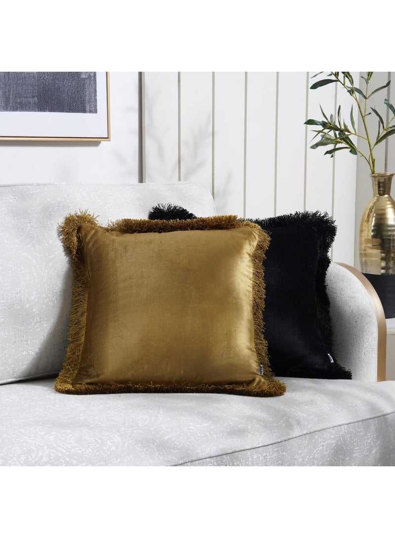 Efren Filled Cushion With Fringes 45X45cm - Yellow/Black