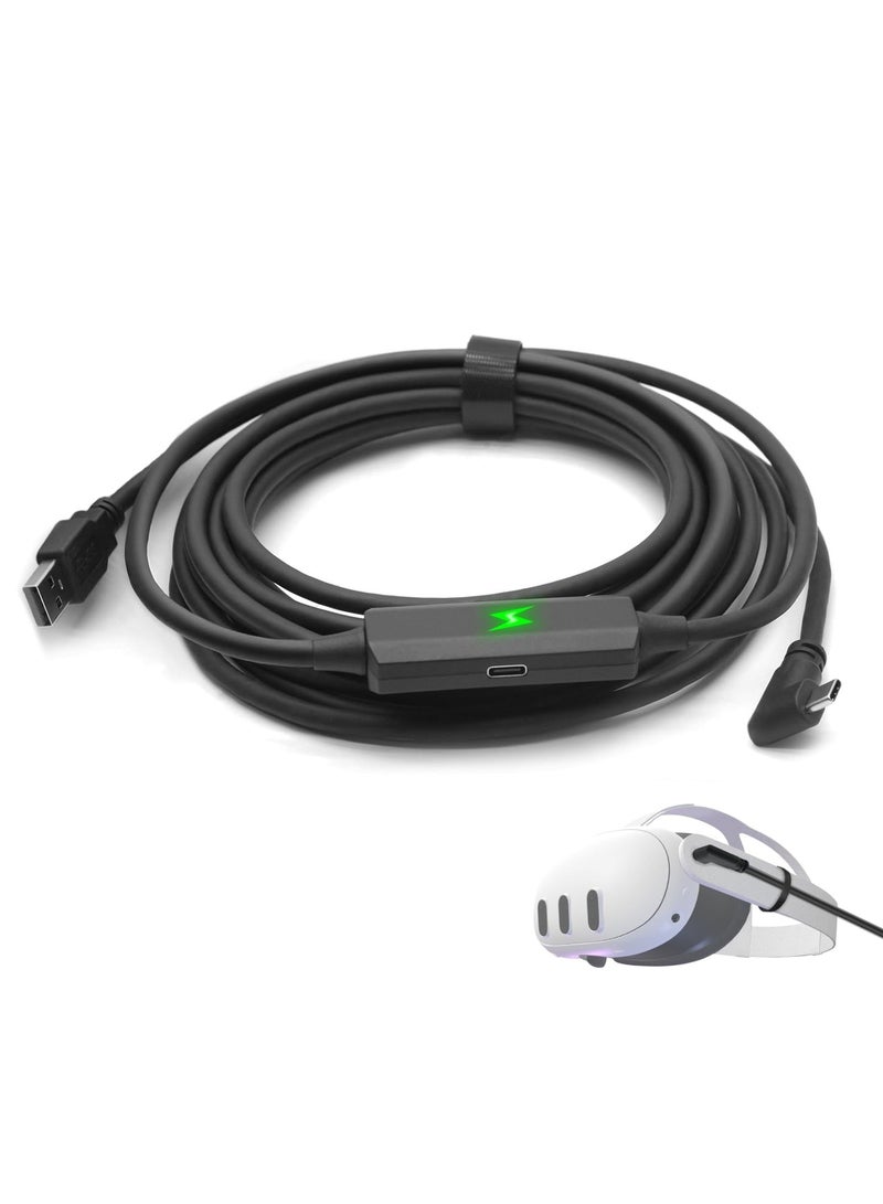 Link Cable Compatible with Meta Quest 3, Extend Playtime, 16FT USB A to USB C Charging Cable Compatible with Oculus Quest 2/ Pico VR Headset and PC Connection
