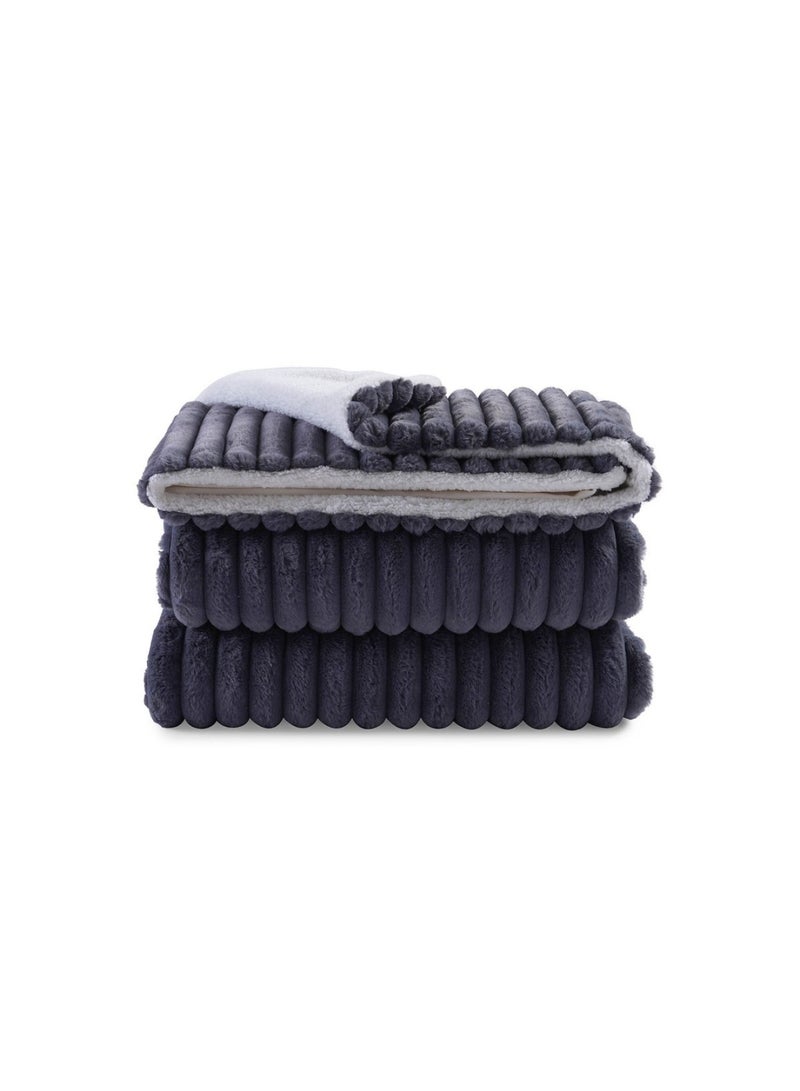 Jumbo Rib Fur Blanket  150X200cm - Grey