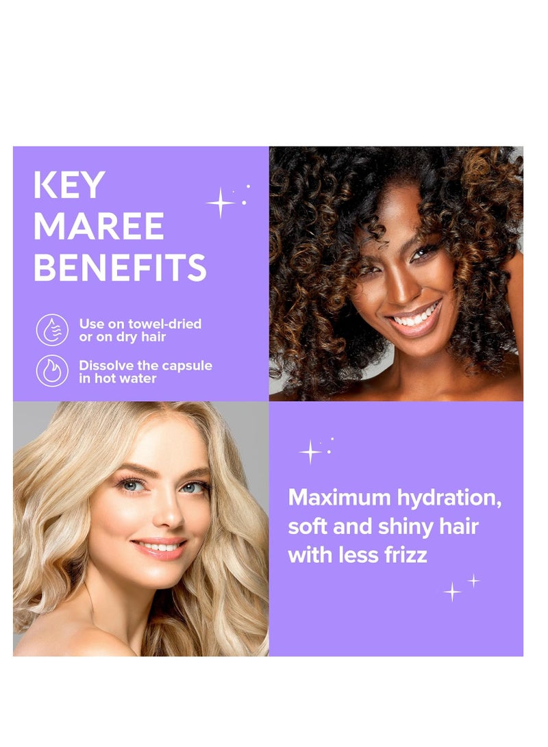 MAREE Hair Serum for Frizzy and Damaged Hair - Keratin Styling & Moisturizing Oil Capsules with Avocado, Jojoba & Argan Oil - Leave-in Anti Frizz Hair Serum Vitamins A, E & B5, Gotas Para El Cabello