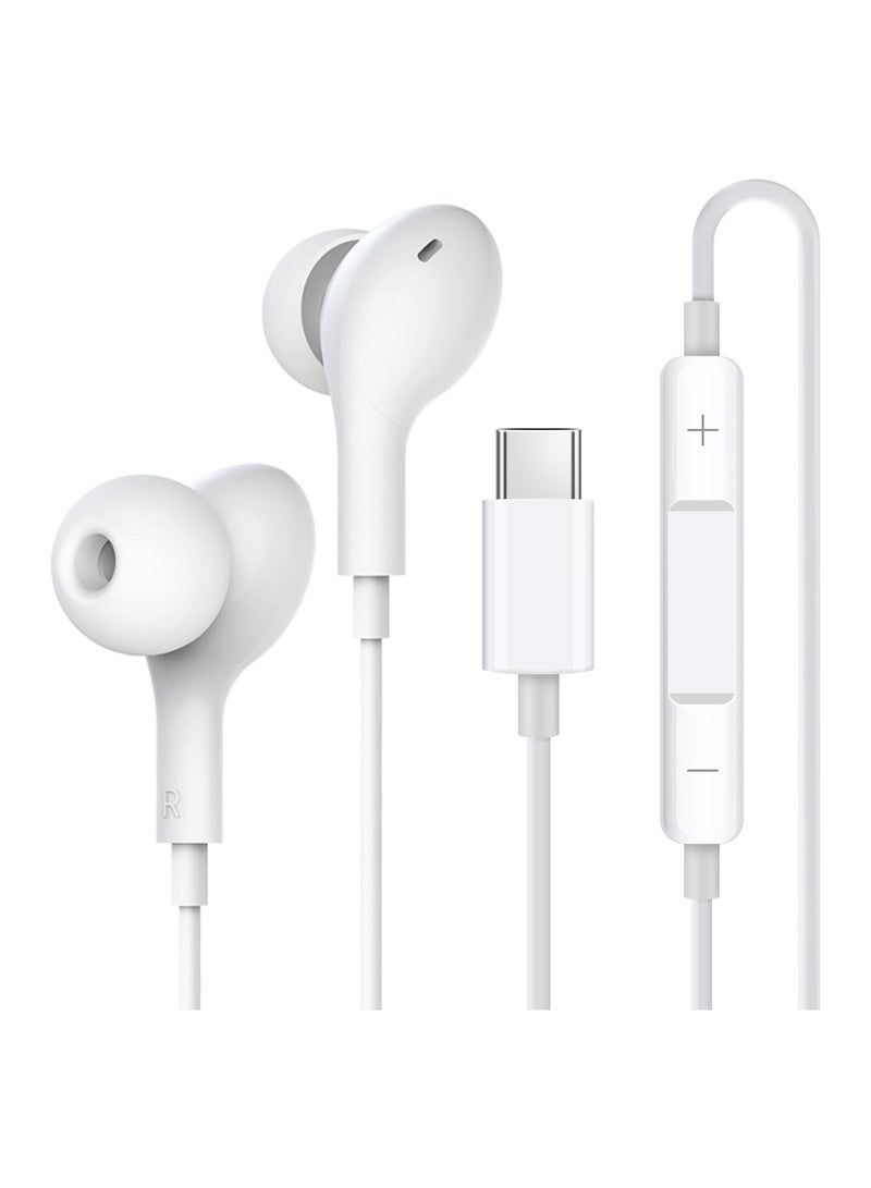 USB C Headphones, In-Ear Type C Headphones, Wired Earphones with Mic, HiFi Stereo Noise Cancelling Wired Earbuds, Volume Control, USB Type C Headphones for iPhone 15 Plus/Samsung S24 Ultra/S23/S21