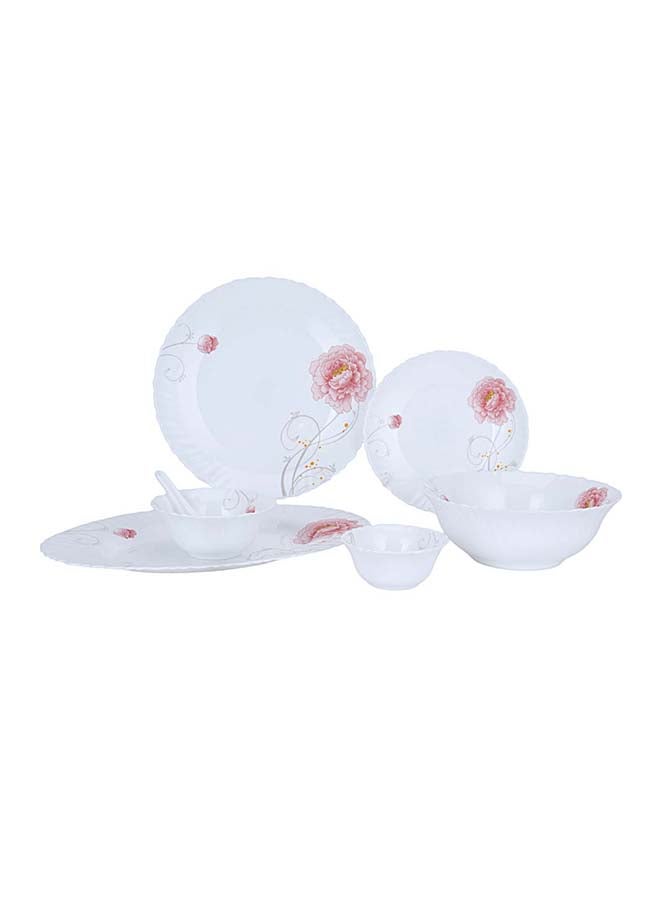 Royalford 33 Piece Classic Opalware Dinner Set- RF12469/ Includes Oval Plate, Dinner and Dessert Plates, Serving, Salad Bowls and Soup Spoons/ Dishwasher-Safe and Microwave Safe Multicolor