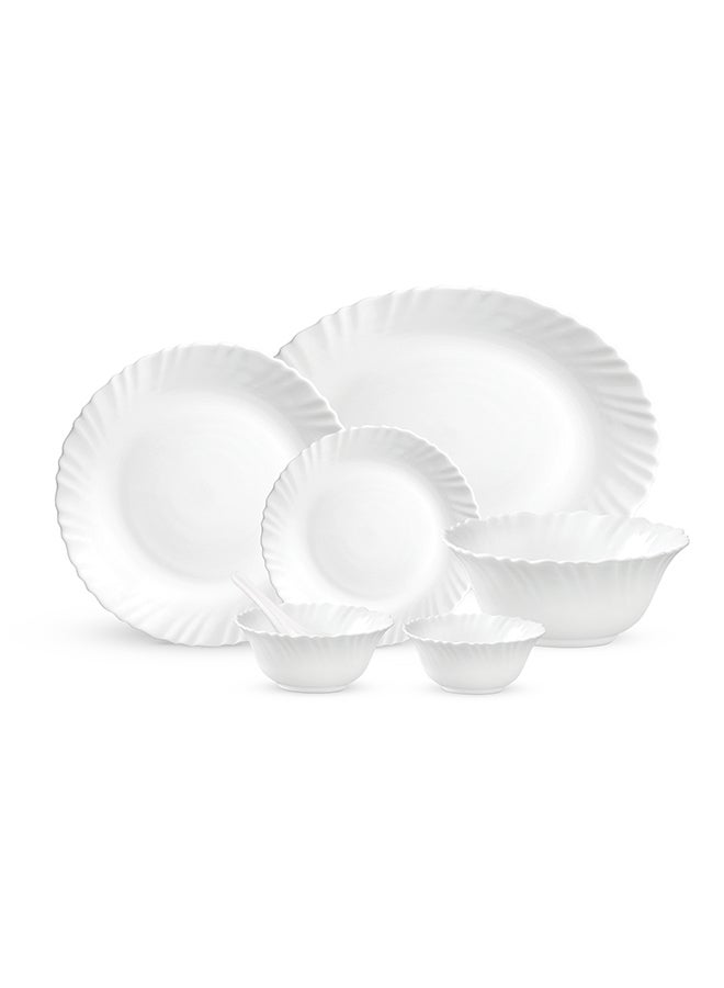 Royalford 33 Piece Classic Opalware Dinner Set- RF12466/ Includes Oval Plate, Dinner and Dessert Plates, Serving, Salad Bowls and Soup Spoons/ Dishwasher-Safe and Microwave Safe Multicolor