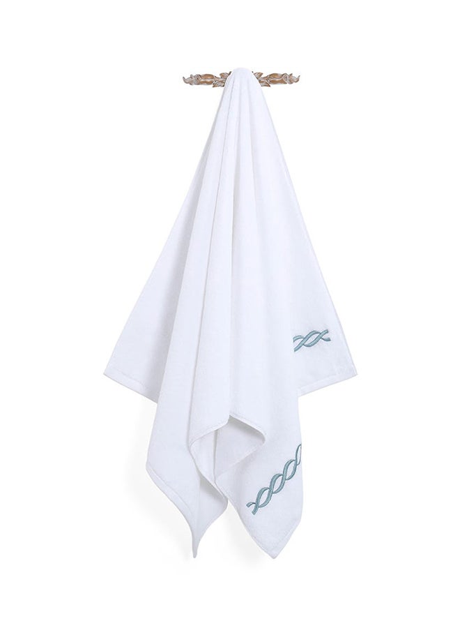 Hotel Chain Embroidery Bath Sheet, White & Ether - 500 GSM, 85x165 cm