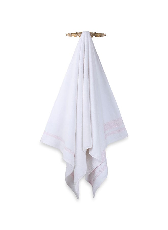 Matuok Bath Towel, White & Pink - 550 GSM, 70x140 cm