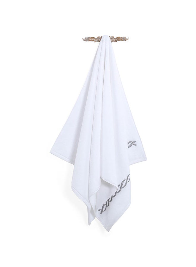 Hotel Chain Embroidery Bath Sheet, White & Silver - 500 GSM, 85x165 cm