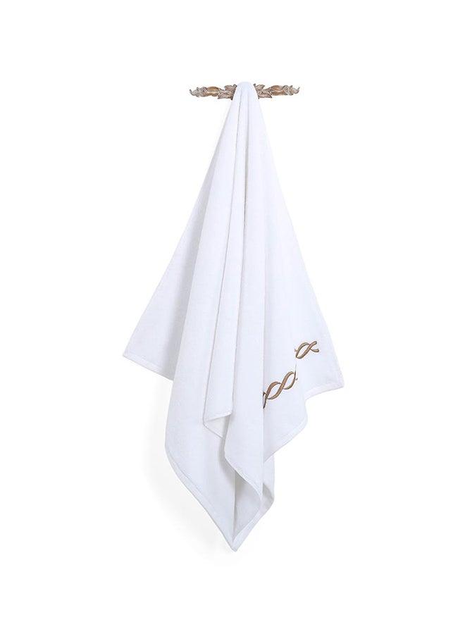 Hotel Chain Embroidery Bath Sheet, White & Gold - 500 GSM, 85x165 cm