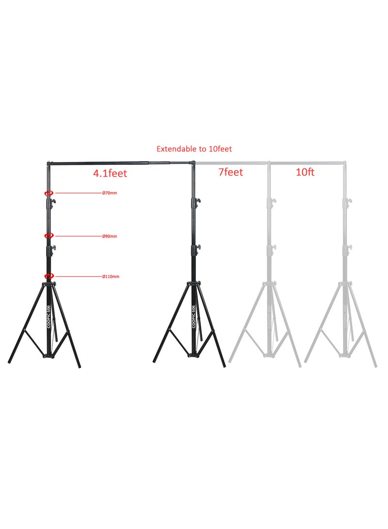 COOPIC S06 2.8 X 3.2 meters Heavy Duty Adjustable Backdrop Support System Photography Studio Video Stand With 6 Pcs heavy metal Background Clip (Load up to 10Kg)