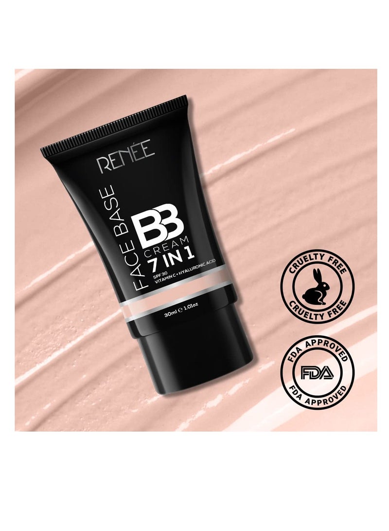 RENEE Face Base BB Cream 7 in 1 with SPF 30 PA  Enriched with Hyaluronic Acid Vitamin C  Hydrates Nourishes and Smoothens Skin Texture  Sesame 30ml