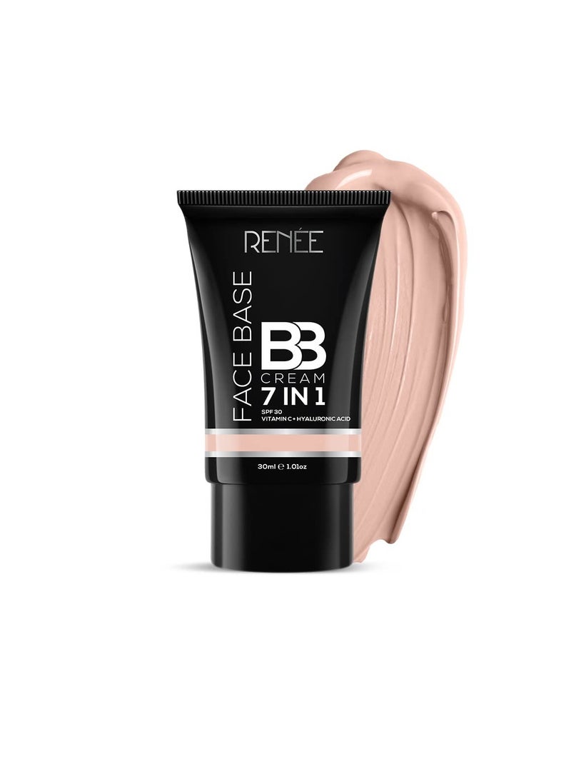 RENEE Face Base BB Cream 7 in 1 with SPF 30 PA  Enriched with Hyaluronic Acid Vitamin C  Hydrates Nourishes and Smoothens Skin Texture  Sesame 30ml