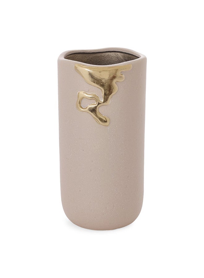 Welby Vase, Beige And Gold - 12.5x25.5 cm