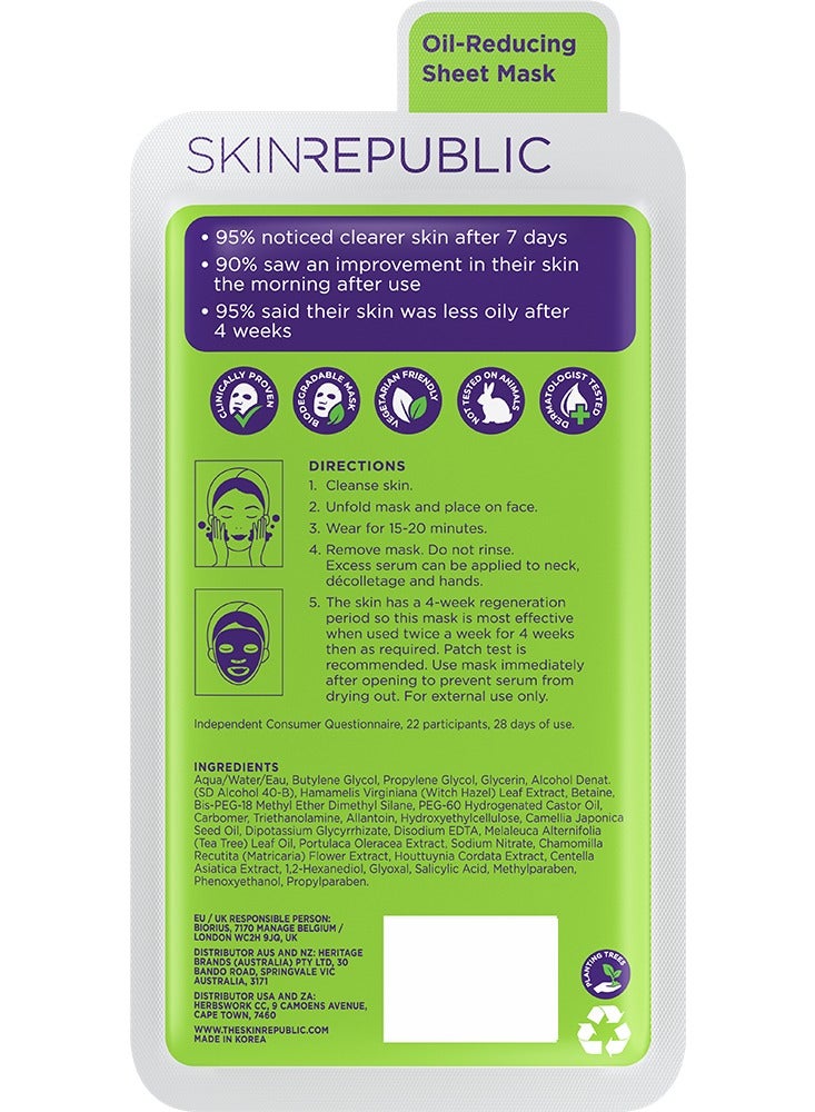 Salicylic Acid Face Sheet Mask (3 Masks) – Anti-Blemish Serum with Witch Hazel and Tea Tree, Clears Skin in 7 Days, Unclogs and Tightens Pores and Reduces Breakouts