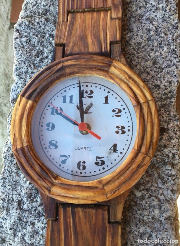 Handmade Wooden Wall Clock Stock Photo