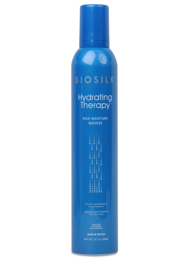 Biosilk Hydrating Therapy Rich Moisture Mousse | 360g | Light Hold | Replenishes Hair Moisture & Coarse Hair
