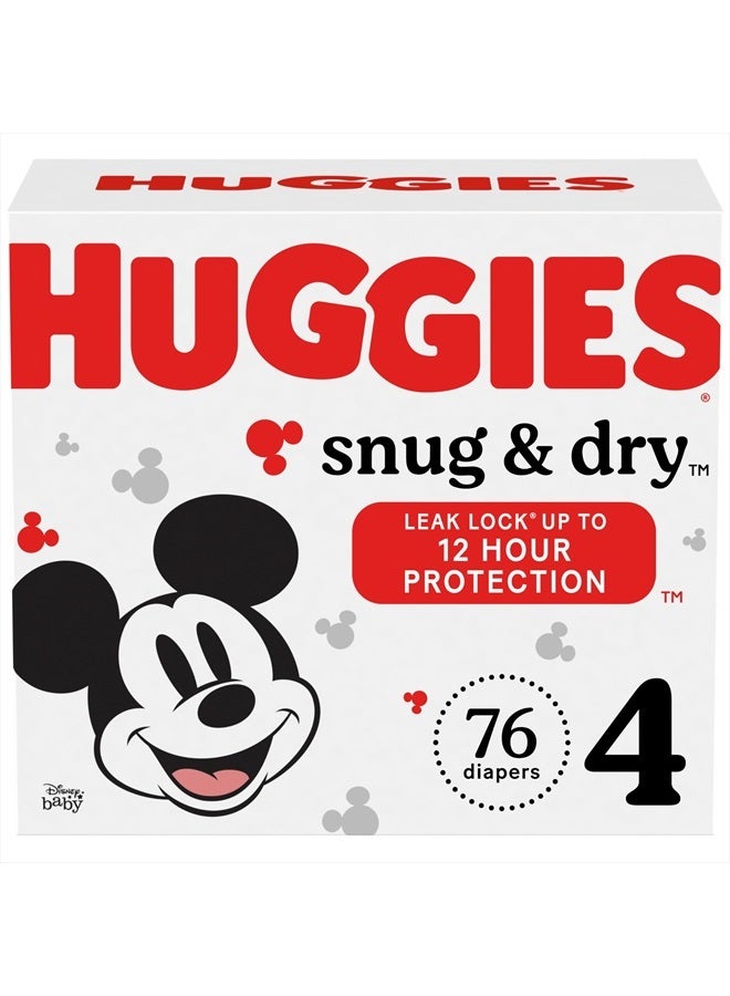 Huggies Size 4 Diapers, Snug & Dry Baby Diapers, Size 4 (22-37 lbs), 76 Count