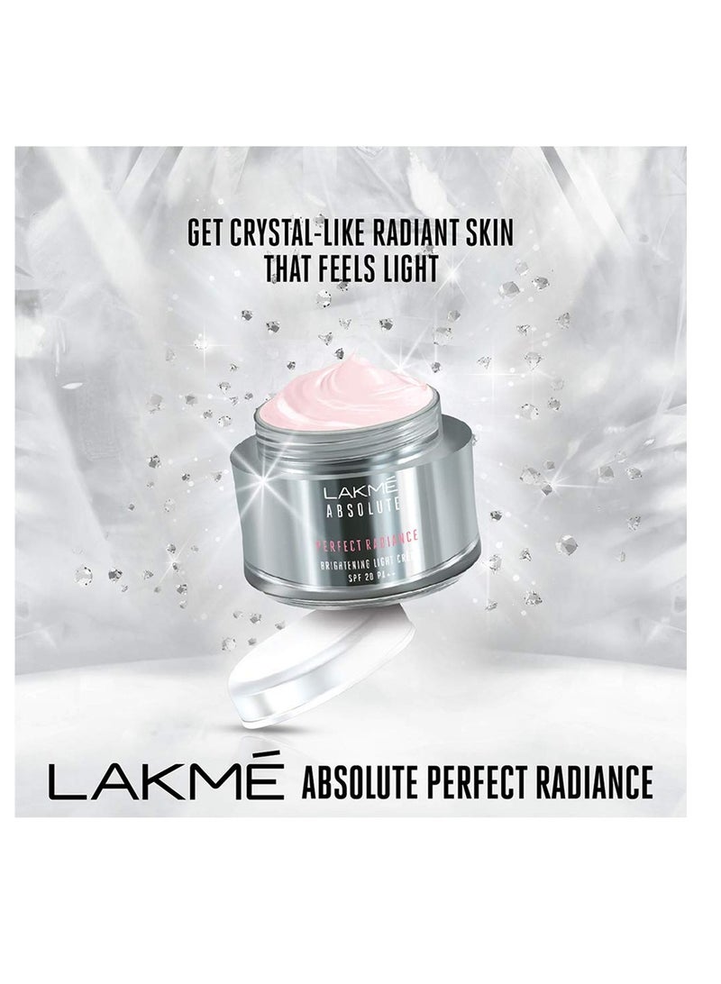 LAKMÉ Absolute Perfect Radiance Brightening Light Crème with Niacinamide and Micro crystals  50g and Lumi Cream Moisturizer with Highlighte  Enriched with Niacinamide for All Skin Type  30g