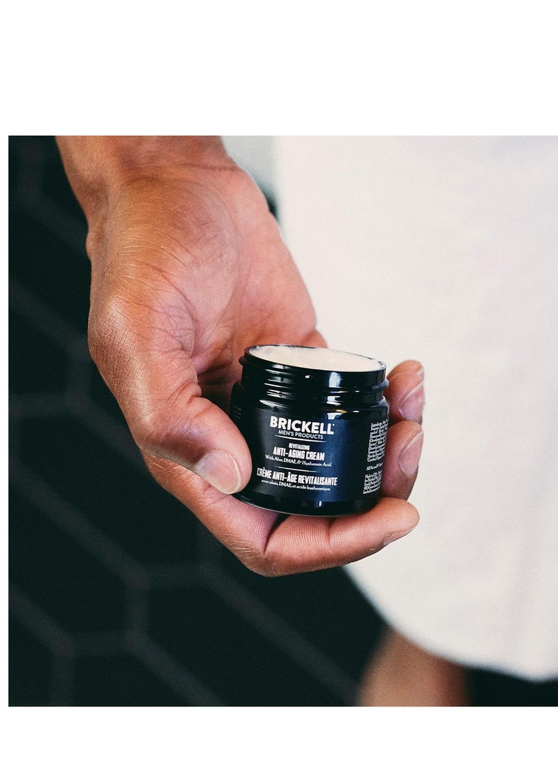 Brickell Men's Revitalizing Anti-Aging Cream For Men, Face Moisturizer For Face To Reduce Fine Lines and Wrinkles, Natural and Organic Anti Wrinkle Night Face Cream, 2 Ounce, Scented