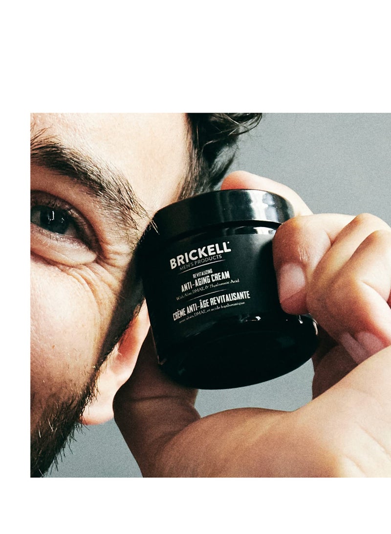 Brickell Men's Revitalizing Anti-Aging Cream For Men, Face Moisturizer For Face To Reduce Fine Lines and Wrinkles, Natural and Organic Anti Wrinkle Night Face Cream, 2 Ounce, Scented
