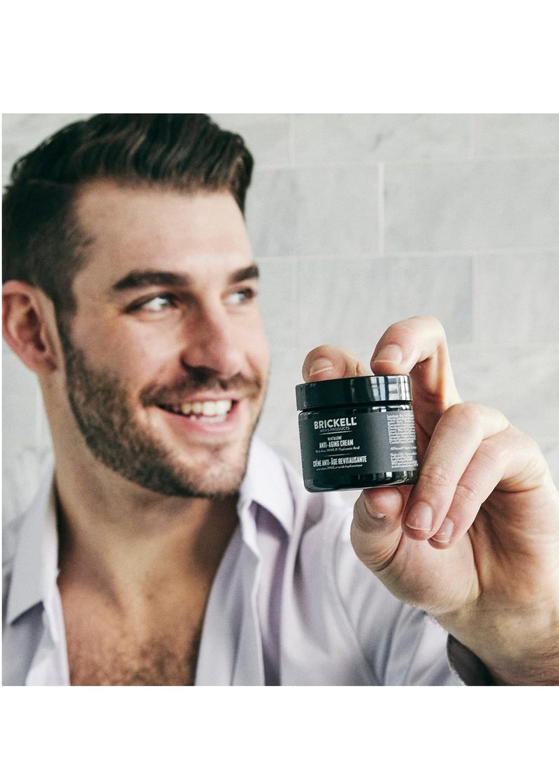 Brickell Men's Revitalizing Anti-Aging Cream For Men, Face Moisturizer For Face To Reduce Fine Lines and Wrinkles, Natural and Organic Anti Wrinkle Night Face Cream, 2 Ounce, Scented