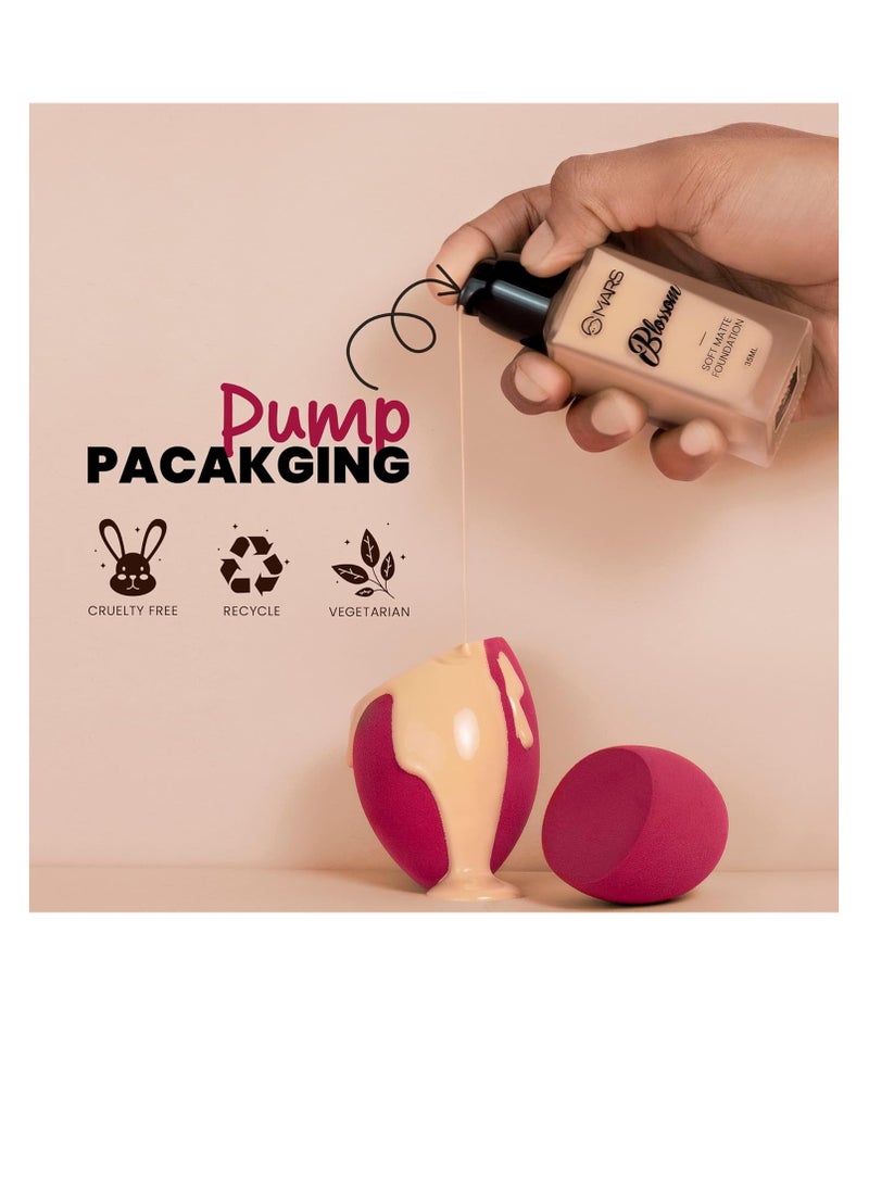 MARS Blossom Soft Matte Full Coverage Foundation For All Skin Types Lotion For All Skin Types Blendable And Buildable Flawless Base Face Makeup 30 Ml 03 Warm Nude  Pack Of 1