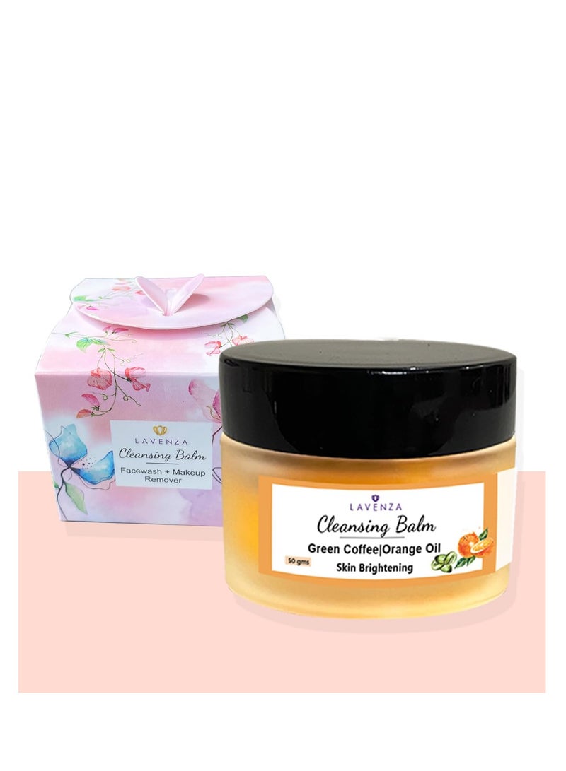 Lavenza Vitamin C Cleansing Balm   Makeup Remover and Face Cleanser Vegan with natural and organic ingredients  Orange Oil 50 gms