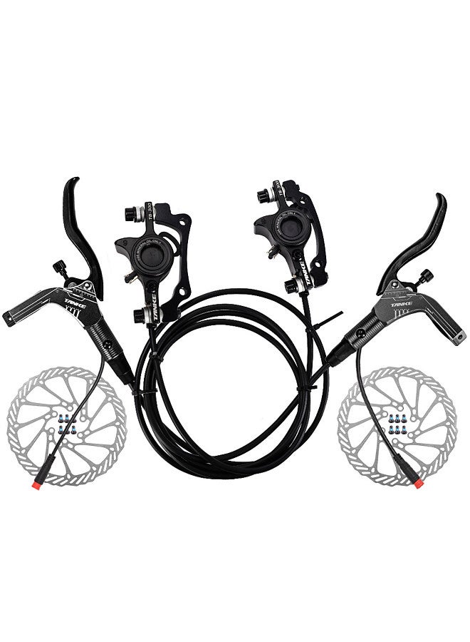 E-Bike Hydraulic Brake Set with 160mm Rotors Front and Rear Hydraulic Disc Brake Caliper Lever for Electric Bike Bicycle Scooter