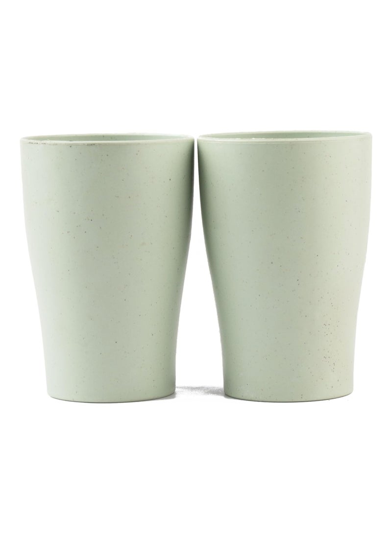 Wheat Straw Set of 2 Cups - 300 ML Unbreakable Cups for Serving Tea, Water, Juice & Soda, Reusable, Lightweight & Eco-Friendly Cups Safe For Microwave, Freezer & Dishwasher (Mint Green)