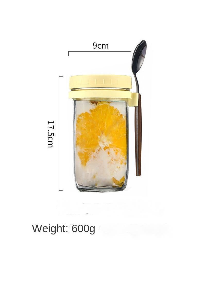 Glass With Lid And Spoon Sealed Portable Ice Cream Cup