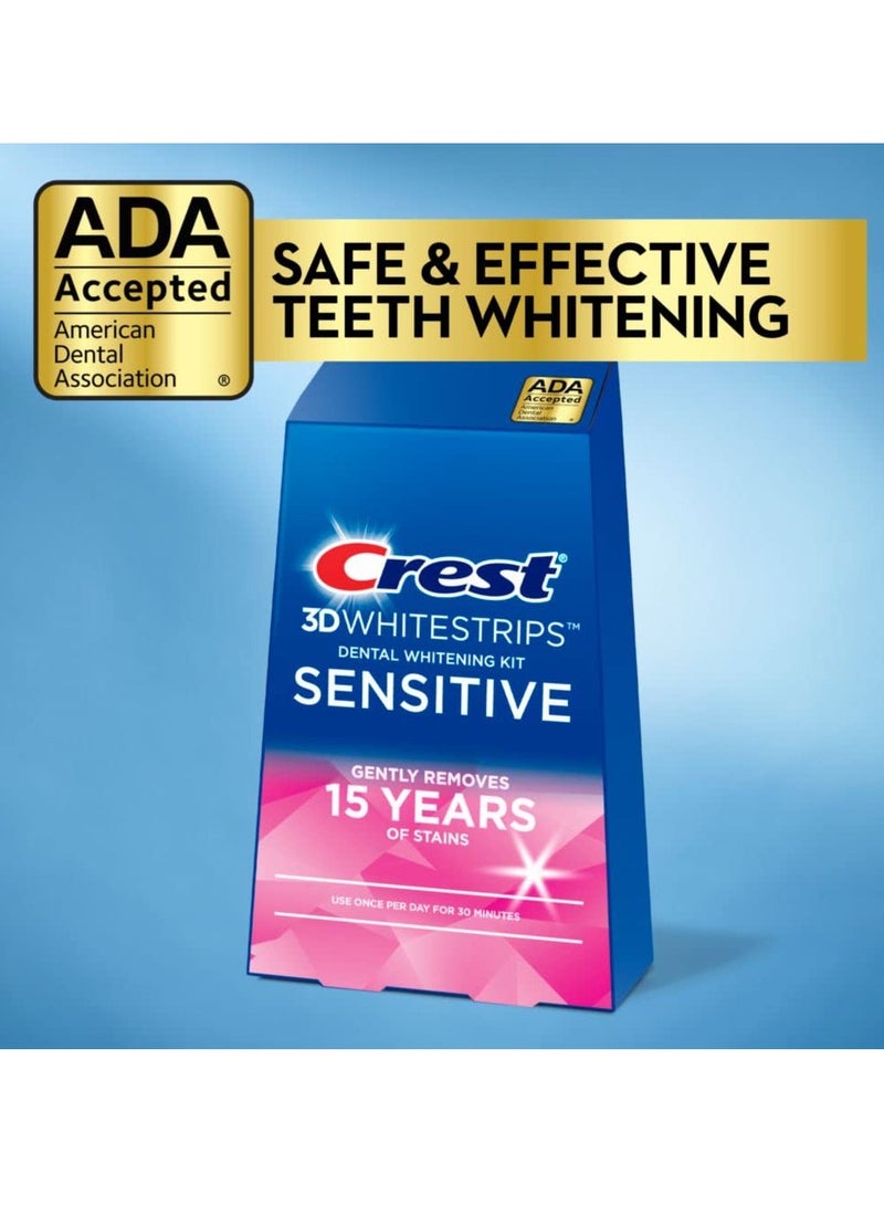 Crest 3D Whitestrips Sensitive At-home Teeth Whitening Kit, 18 Treatments, Gently Removes 15 Years of Stains