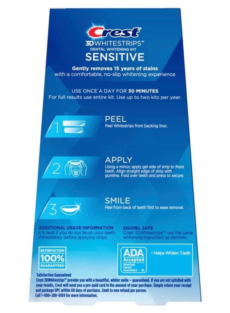 Crest 3D Whitestrips Sensitive At-home Teeth Whitening Kit, 18 Treatments, Gently Removes 15 Years of Stains