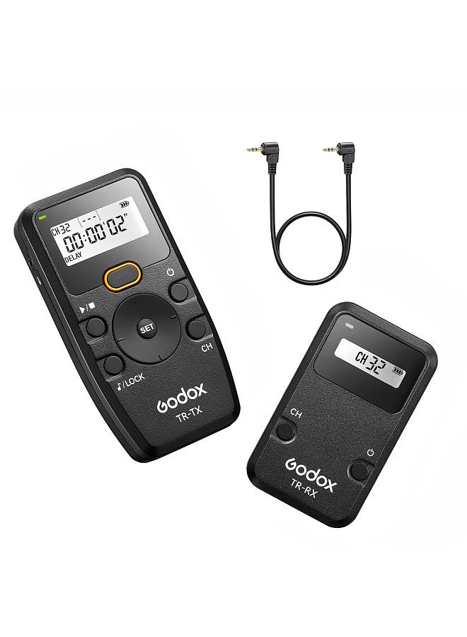TR Series 2.4G Wireless Timer Remote Control Camera Shutter Remote(Tramsmitter & Receiver) 6 Timer Settings 32 Channels 100M Control Distance with TR-C1 Shutter Cable Replacement