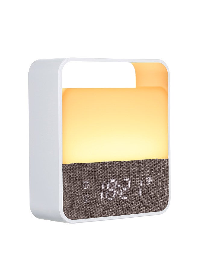 USB Rechargeable Night Light with Alarm Clock Dimming Warm White & Color Changing Bedside Table Lamp Times Display 3 Alarms Wake Up Clock Light for Kids Students Bedroom