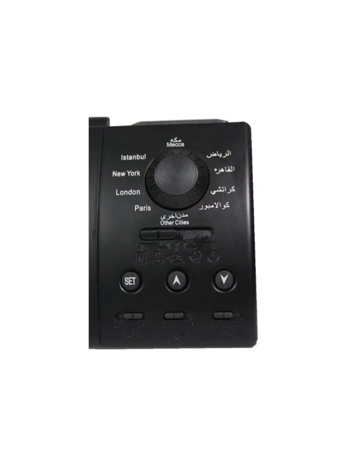 Digital Azan Table Alarm Clock Black 15x9.5cm