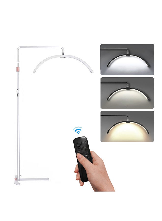 HD-M5X 36W Floor LED Video Light Half-moon Shaped Fill Light 3000K-6000K Dimmable with 180cm/ 70.9in Metal Light Stand Phone Holder Remote Control for Beauty Salon Makeup Live Streaming Bedside Light
