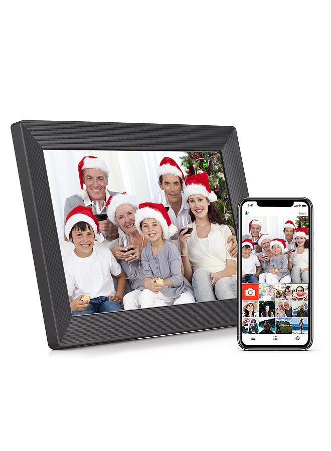 10.1 Inch Smart WiFi Digital Photo Frame Digital Photo Album 1280*800 IPS Touchscreen Built-in 16GB Memory Auto Rotation Share Photos Videos via APP with Backside Stand