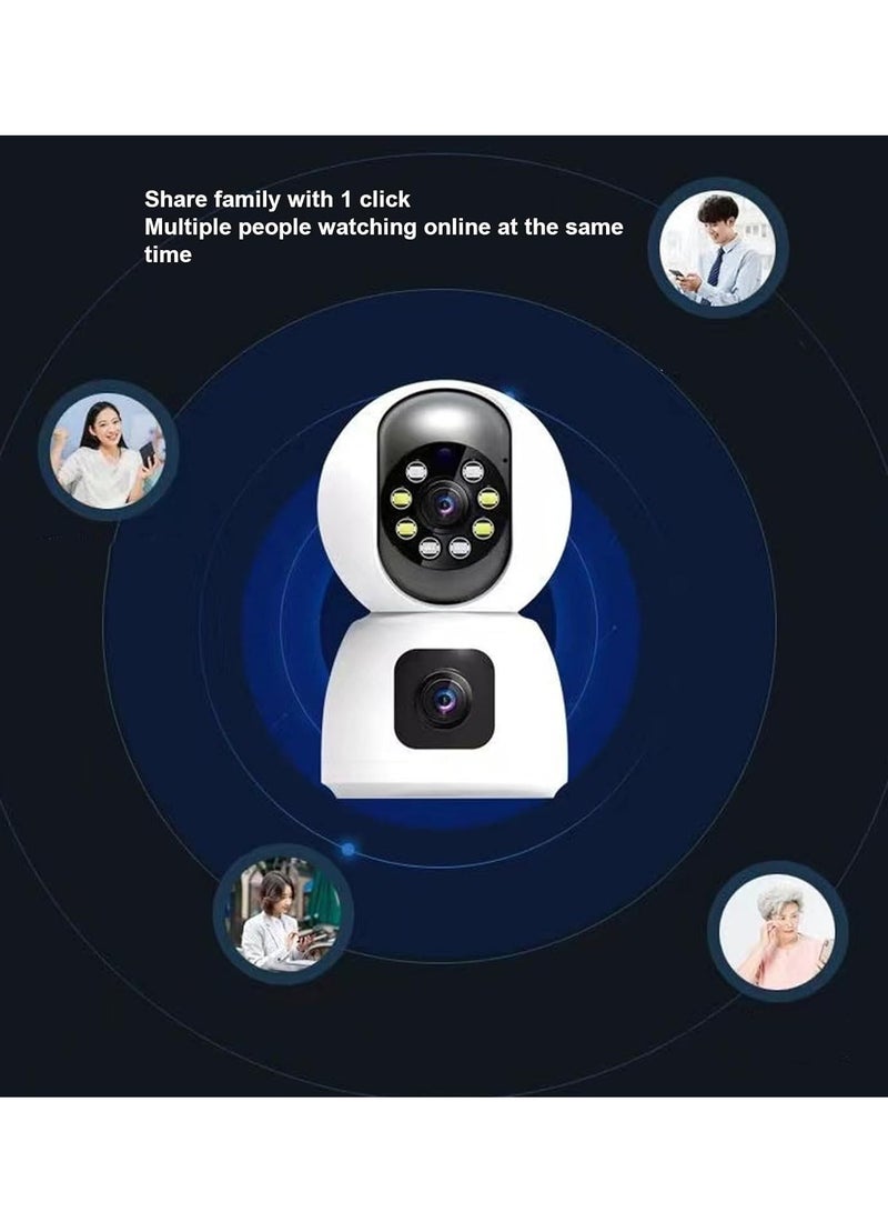 WiFi Dual Lens Security Camera HD Wireless Home Camera with Wide Angle NightMotion Detection, 2 Way, Panoramic Shooting, Rich Functions, HD Night