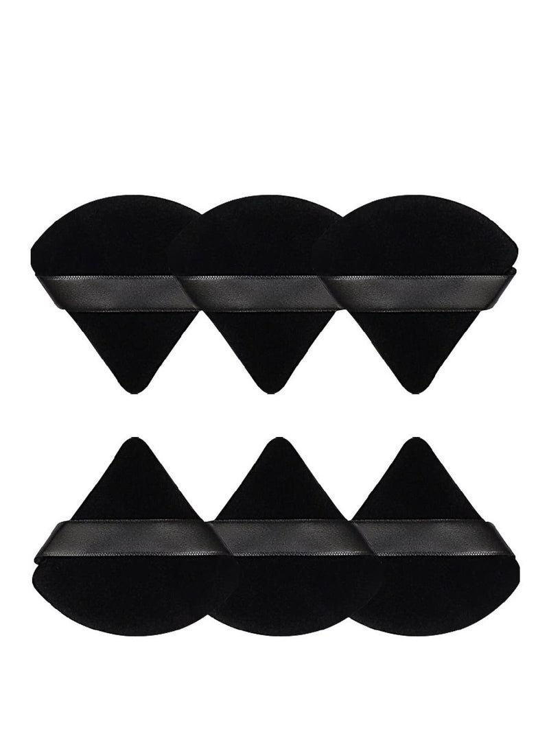 Pimoys 6 Pieces Powder Puff Face Soft Triangle Makeup Puff for Loose Powder Mineral Powder Body Powder Velour Cosmetic Foundation Blender Sponge Beauty Makeup Tools(Black)