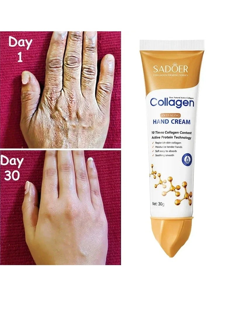 Collagen Anti Wrinkle Hand Cream, Nourishing Whitening Moisturizing Skin Care Cream, Fast Absorbing Anti Ageing Hand Cream, Smooth And Soft Skin Crack Repair Cream To Remove Wrinkles Darkness