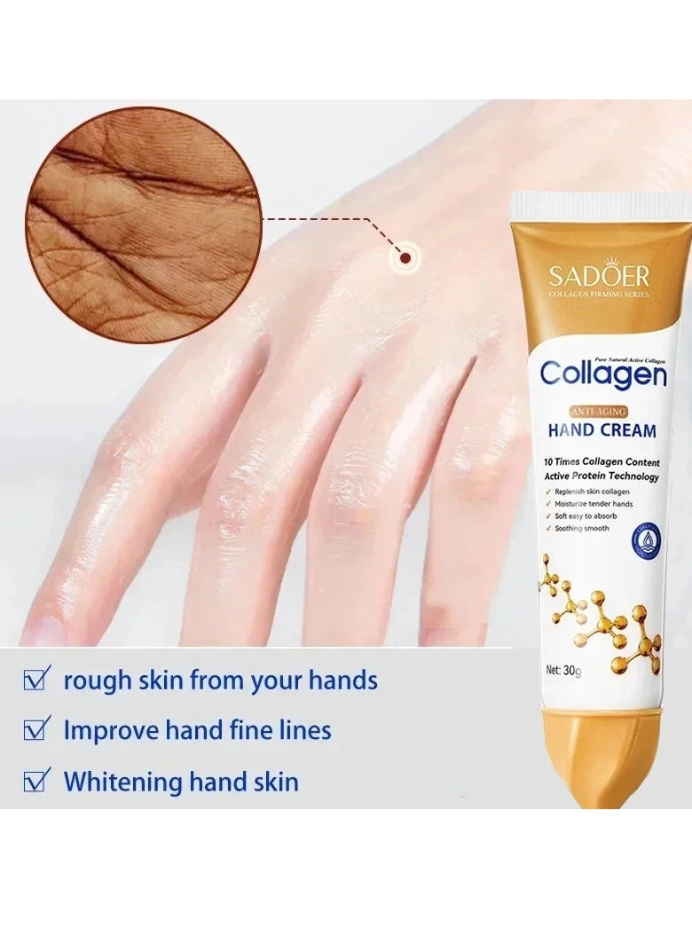 Collagen Anti Wrinkle Hand Cream, Nourishing Whitening Moisturizing Skin Care Cream, Fast Absorbing Anti Ageing Hand Cream, Smooth And Soft Skin Crack Repair Cream To Remove Wrinkles Darkness