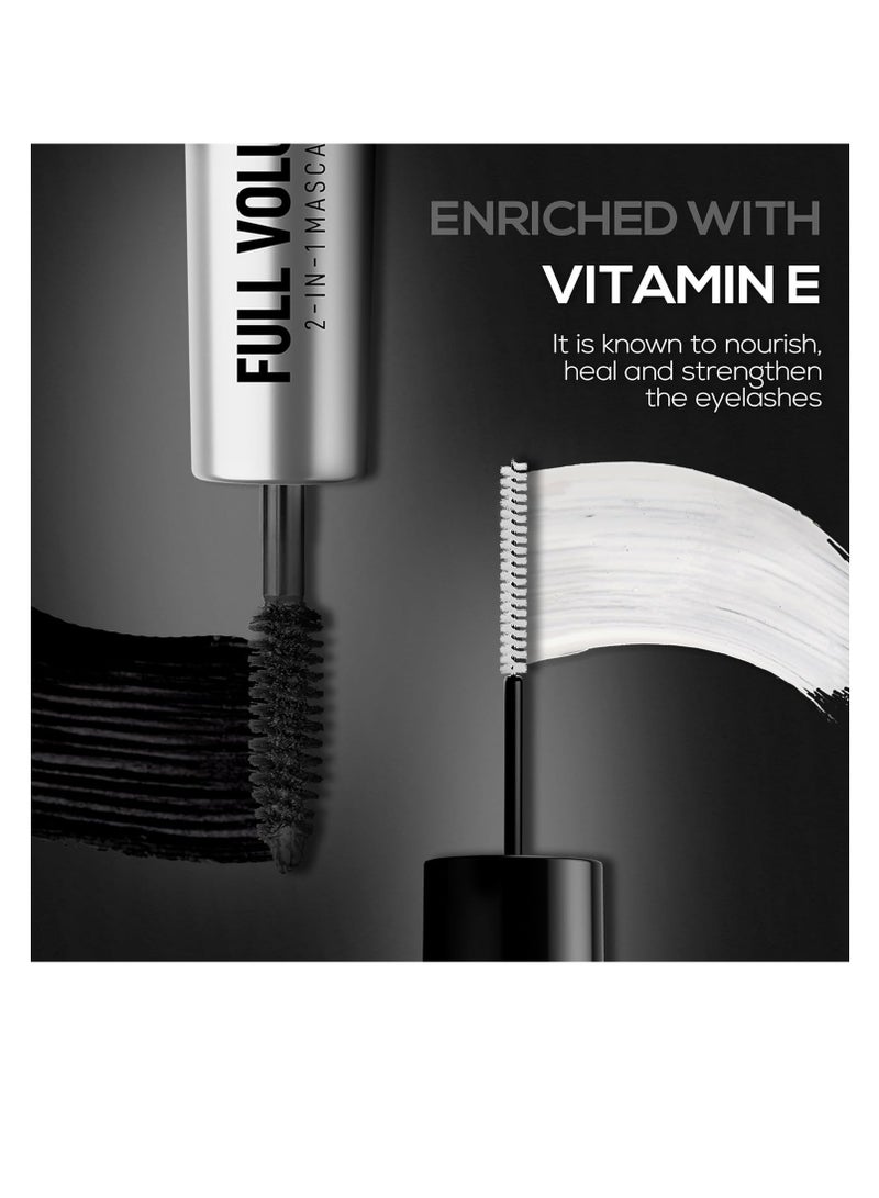 RENEE Full Volume 2 in 1 Mascara With Primer  Long Lasting Weightless Waterproof Formula   Volumizes  Lengthens and Conditions the Lashes with Intense Color and Clump Free Application