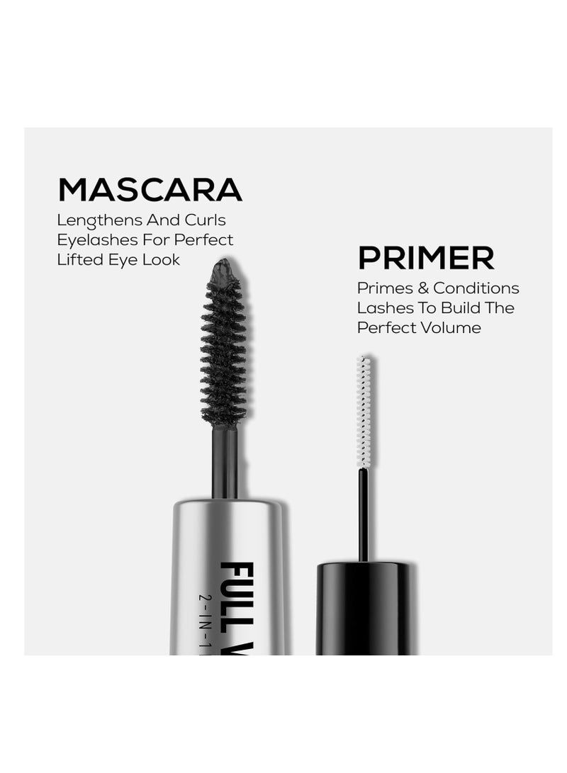 RENEE Full Volume 2 in 1 Mascara With Primer  Long Lasting Weightless Waterproof Formula   Volumizes  Lengthens and Conditions the Lashes with Intense Color and Clump Free Application