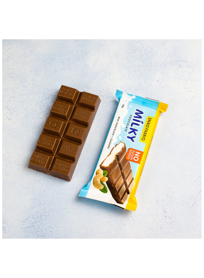 Milky Chocolate Bar with Milk Chocolate and Cashews No Sugar Added 12x55g