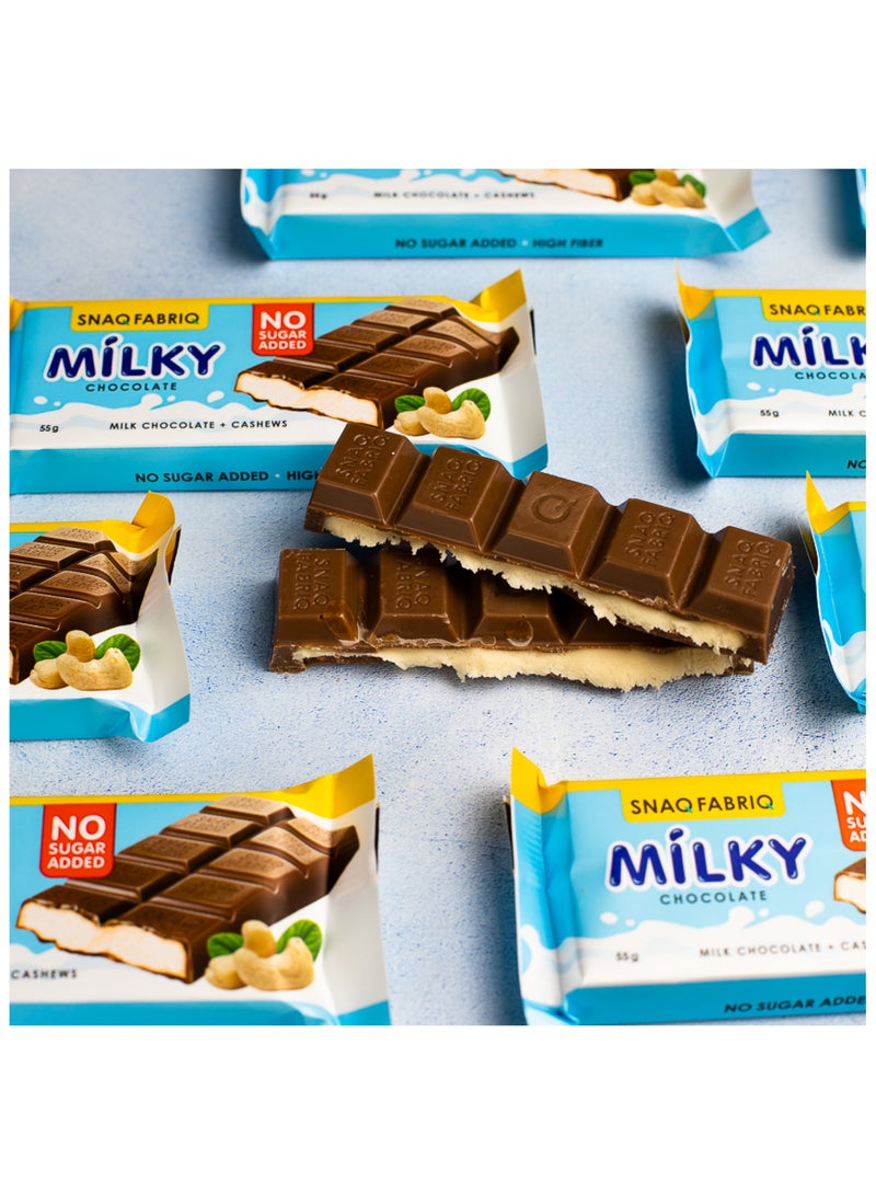 Milky Chocolate Bar with Milk Chocolate and Cashews No Sugar Added 12x55g