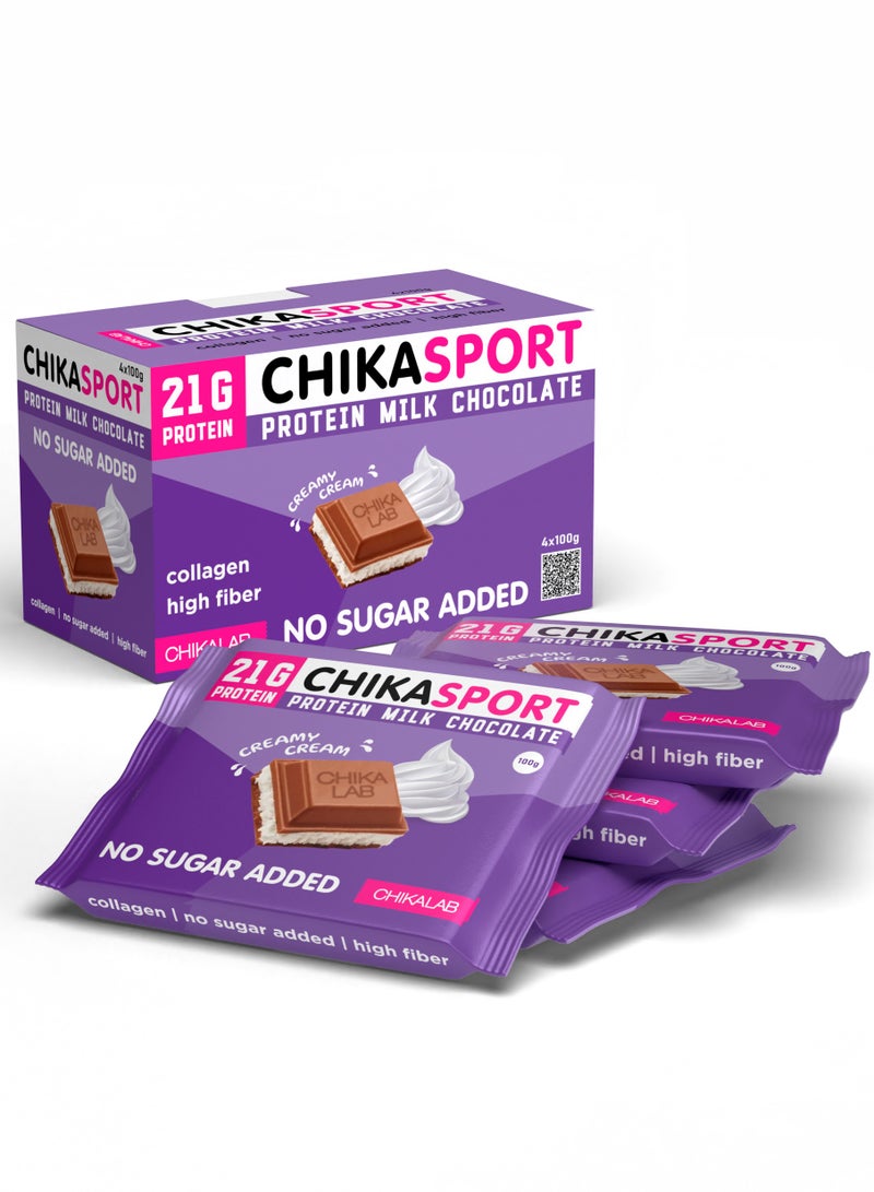 CHIKASPORT Collagen Protein Milk Chocolate with Creamy Cream 4x100g