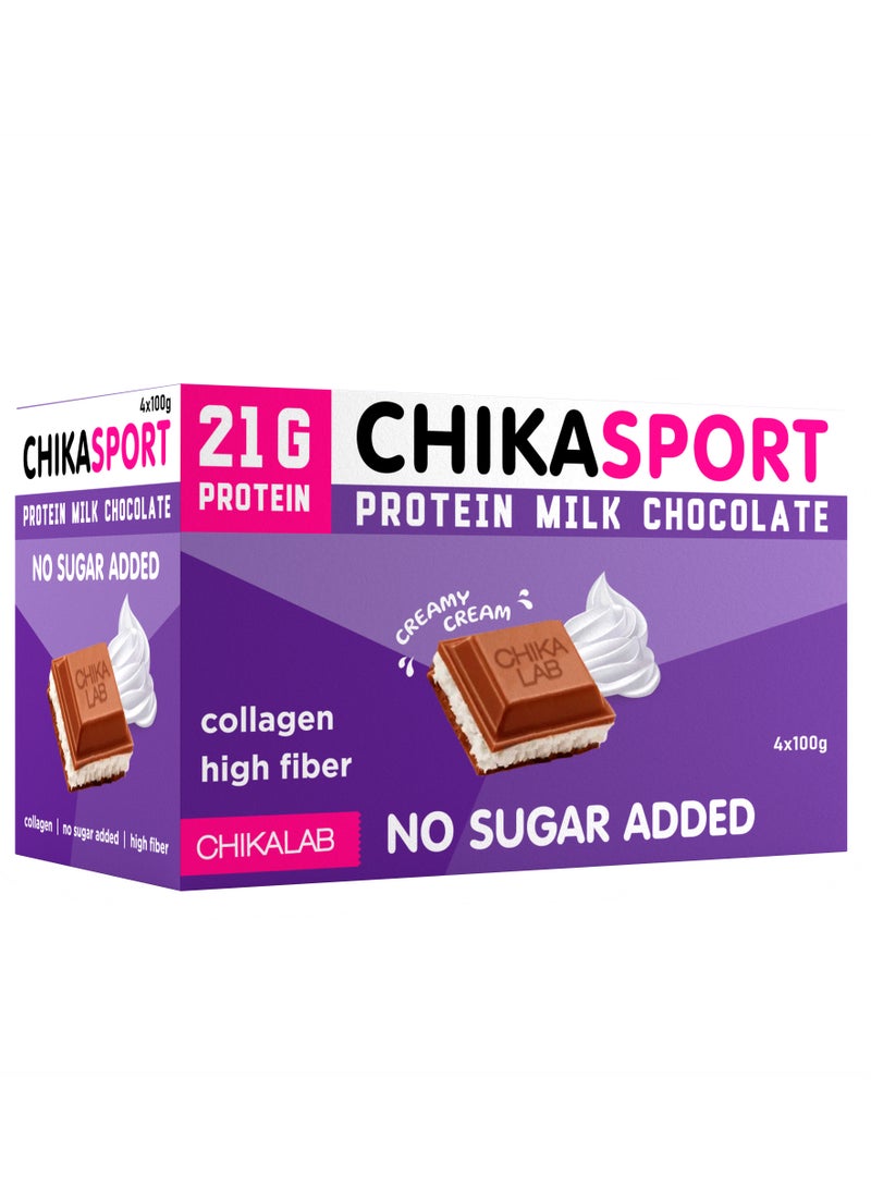 CHIKASPORT Collagen Protein Milk Chocolate with Creamy Cream 4x100g