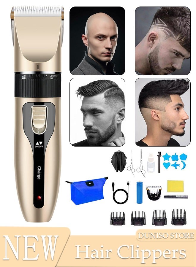 Smart Hair Clippers Electric with 4 Kinds of Positioning Combs Turbo Motor Hair Cutting Kit Pro Mens Clippers, Cordless Rechargeable Hair Trimmer Set Professional Barbers Grooming Kit