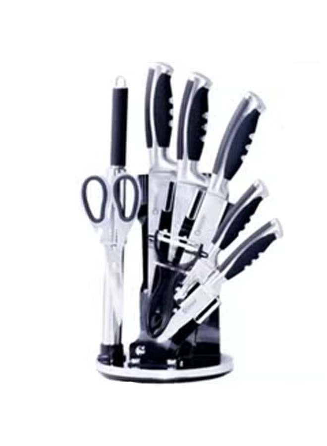 9-Piece kitchen knife Set With Acrylic Block Black/Silver Silver/Black