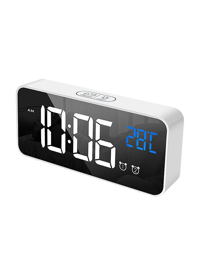 LED Digital Alarm Clock for Bedroom Electronic Clock with Thermometer 2 Alarms Snooze Function 4 Level Brightness Mirror Clocks USB Charging for Bedside Desk Office