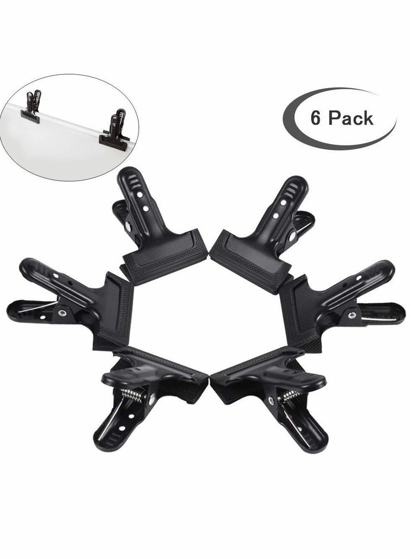 Backdrop clips, 6 Pack Spring Clamps Heavy Duty Photography Background Clips with Protective rubber, large backdrop clamps for backdrop stand, Photo Studio,Adjustable Background Stand