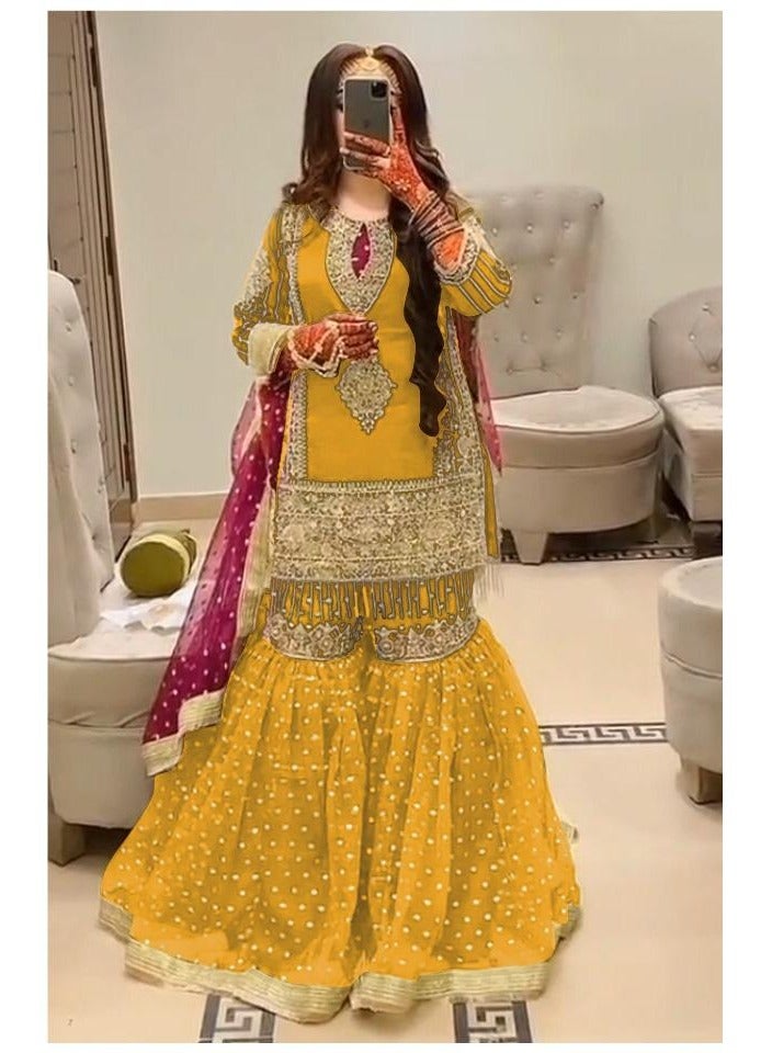 Wedding Function Wear Georgette Yellow Pakistani Salwar Suits